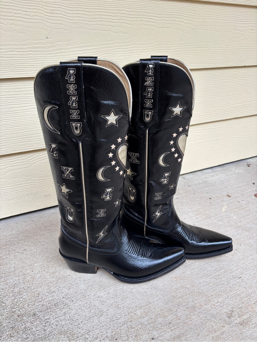 Golden West to the moon black western cowboy boots